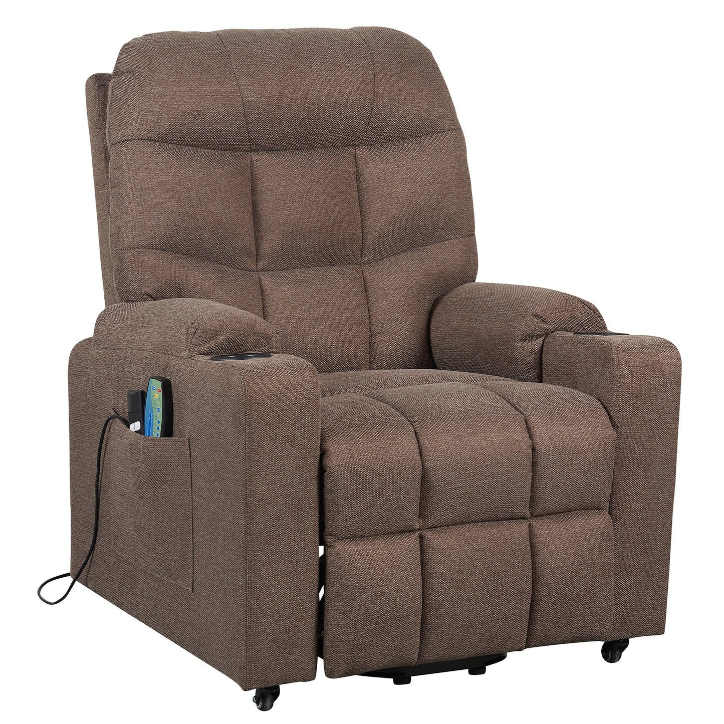 PAT2 EVOLUTION: Alza persona con meccanica relax 2 motori. Vibromassaggio e riscaldamento. Kit 4 ruote con freno. Portabicchieri