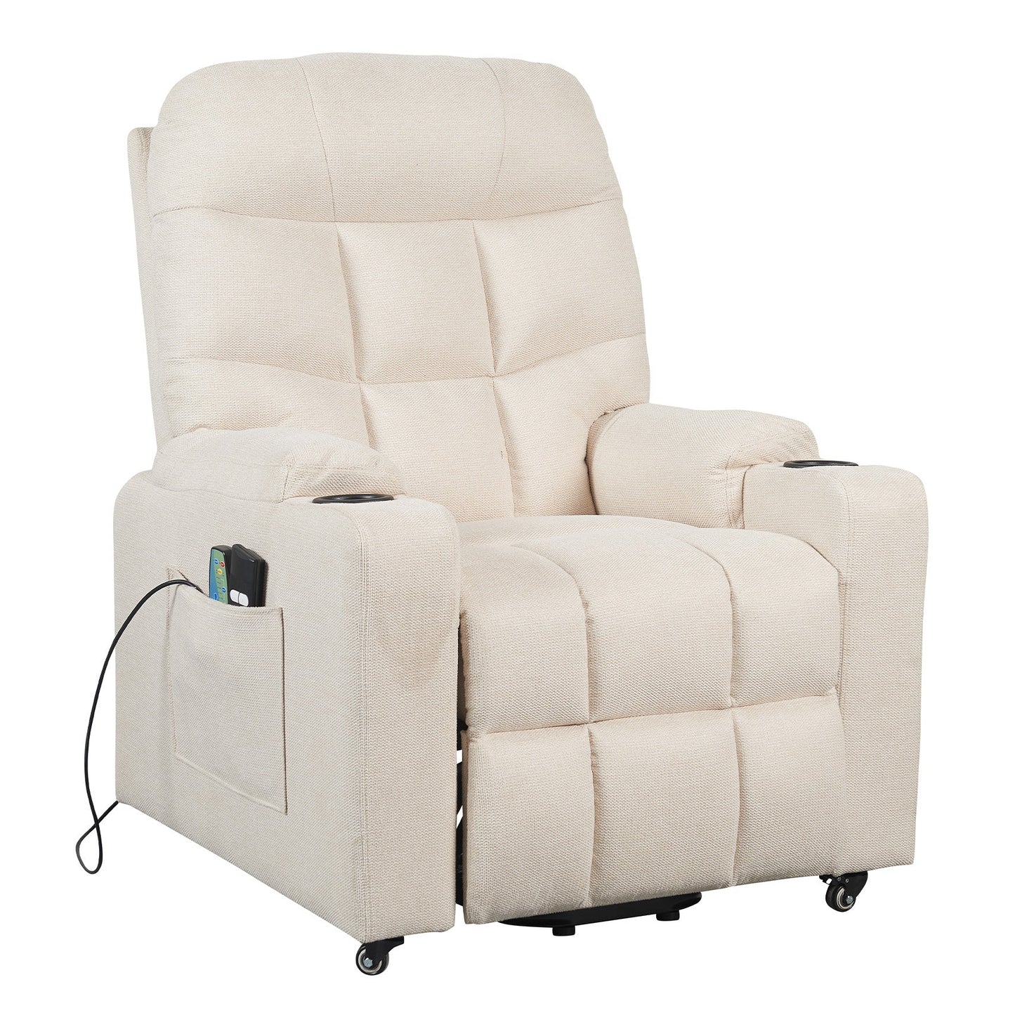 PAT2 EVOLUTION: Alza persona con meccanica relax 2 motori. Vibromassaggio e riscaldamento. Kit 4 ruote con freno. Portabicchieri