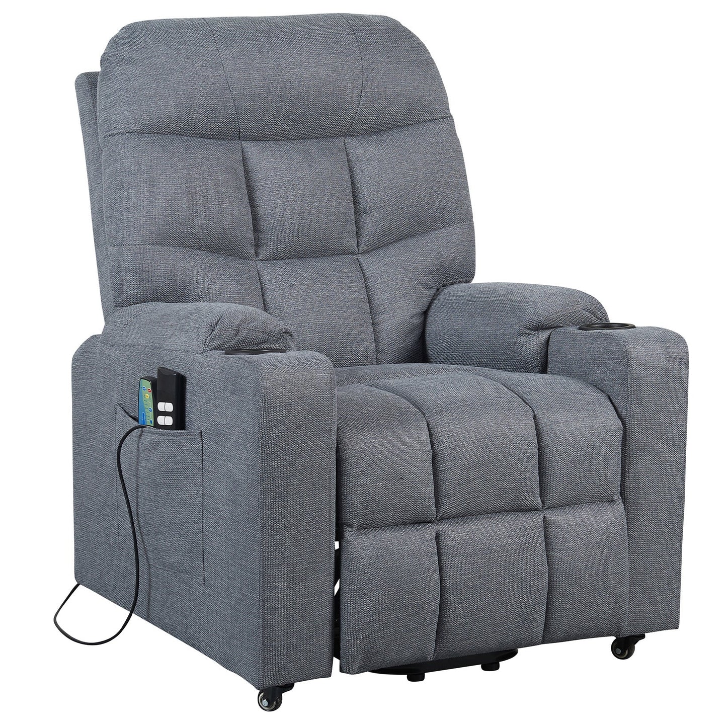 PAT2 EVOLUTION: Alza persona con meccanica relax 2 motori. Vibromassaggio e riscaldamento. Kit 4 ruote con freno. Portabicchieri